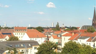 Blick von den Ferienwohnungen über Leipzig